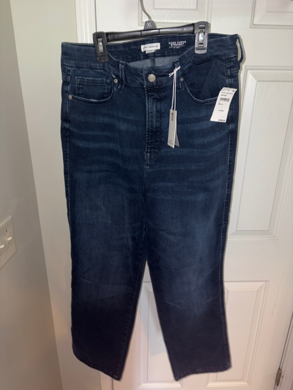 Good American Dark Indigo High-Rise Straight Jeans